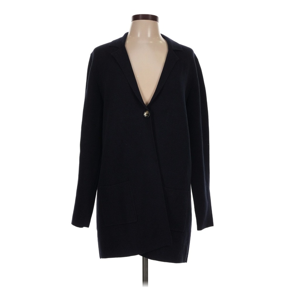 Repeat Cashmere Navy Blue Longline Single Button Cardigan Sweater Womens Large